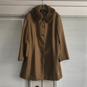 Plus Size, 16W Wool Winter Coat - camel color